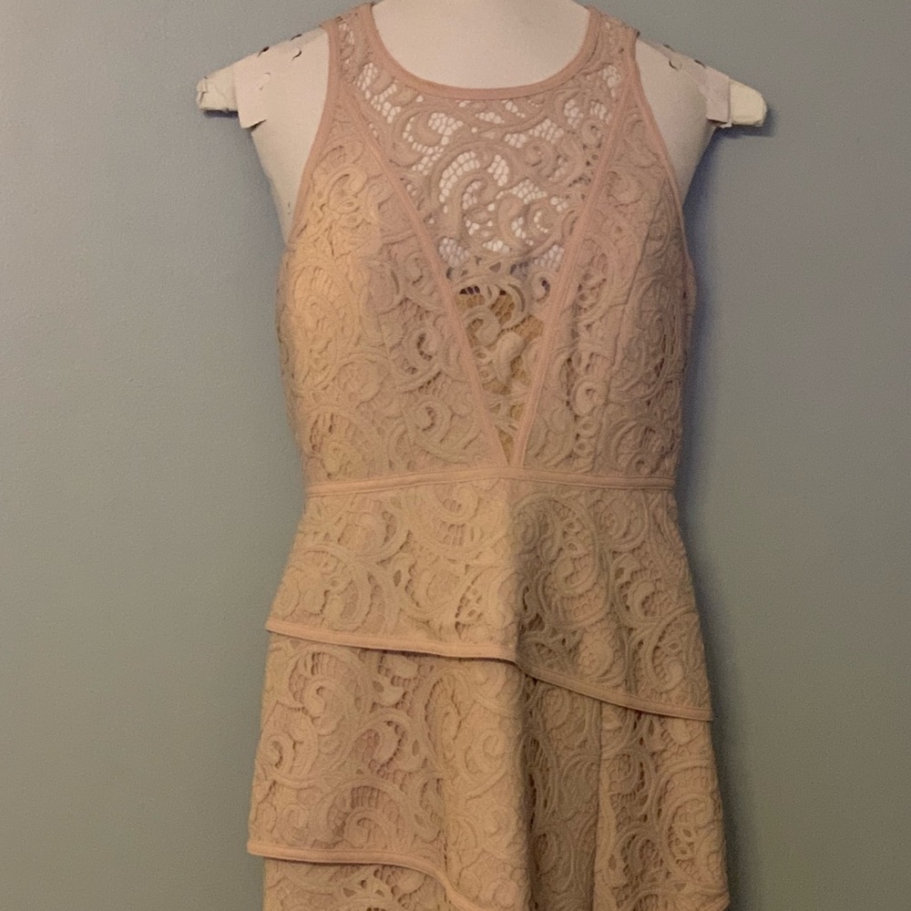 NWOT. Beautiful mauve lace bodycon mini dress.